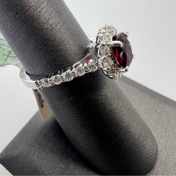 14k White Gold Diamond & Ruby Ring - Picture 2 of 8
